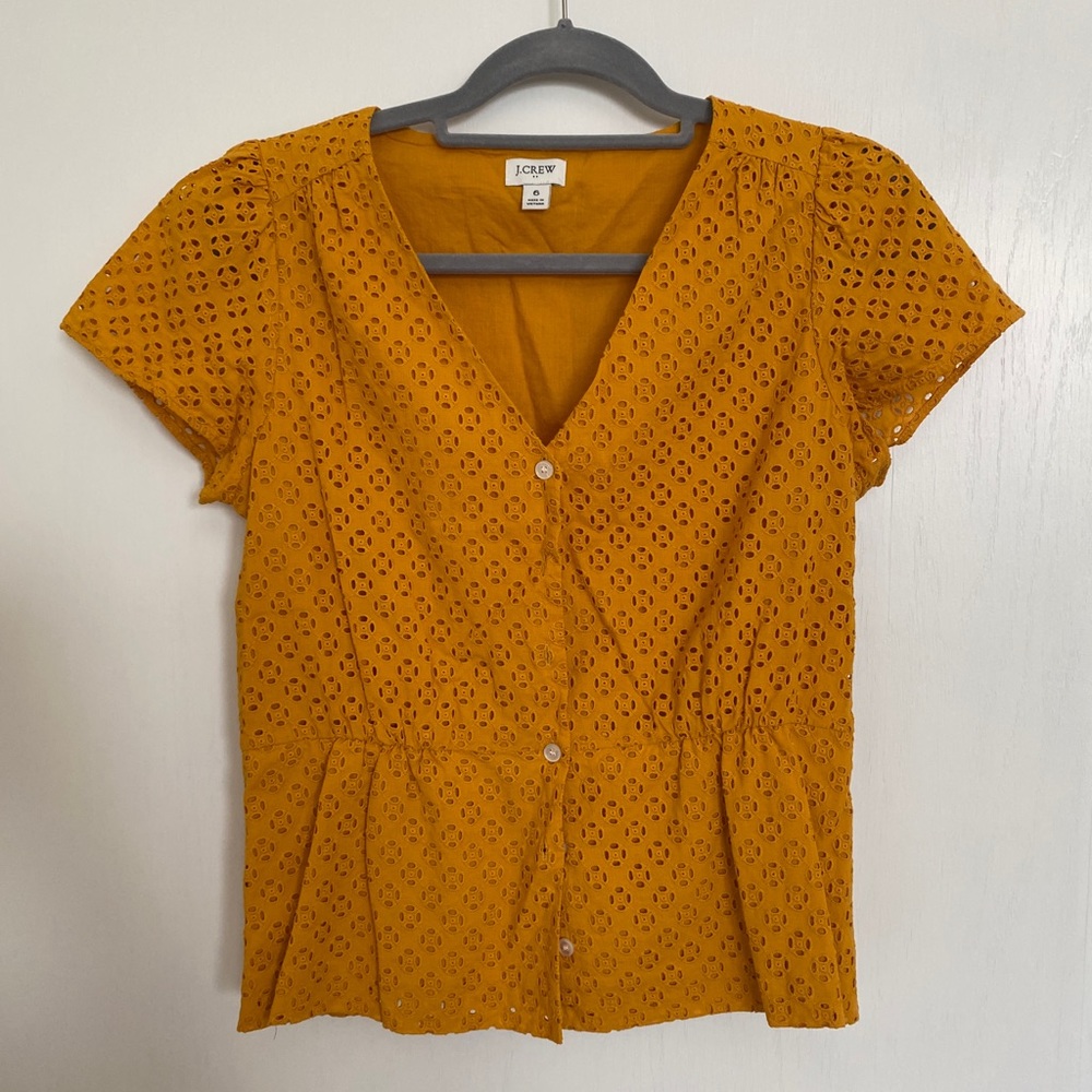 J. Crew button front peplum shirt